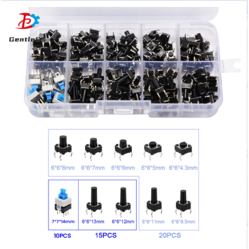 180PCS Tactile Push Button Switch Kits Micro Momentary Tact Assortment ...