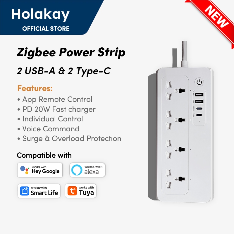 Tuya Zigbee 3.0 Power Strip Universal Smart Socke16A Work With Alexa ...