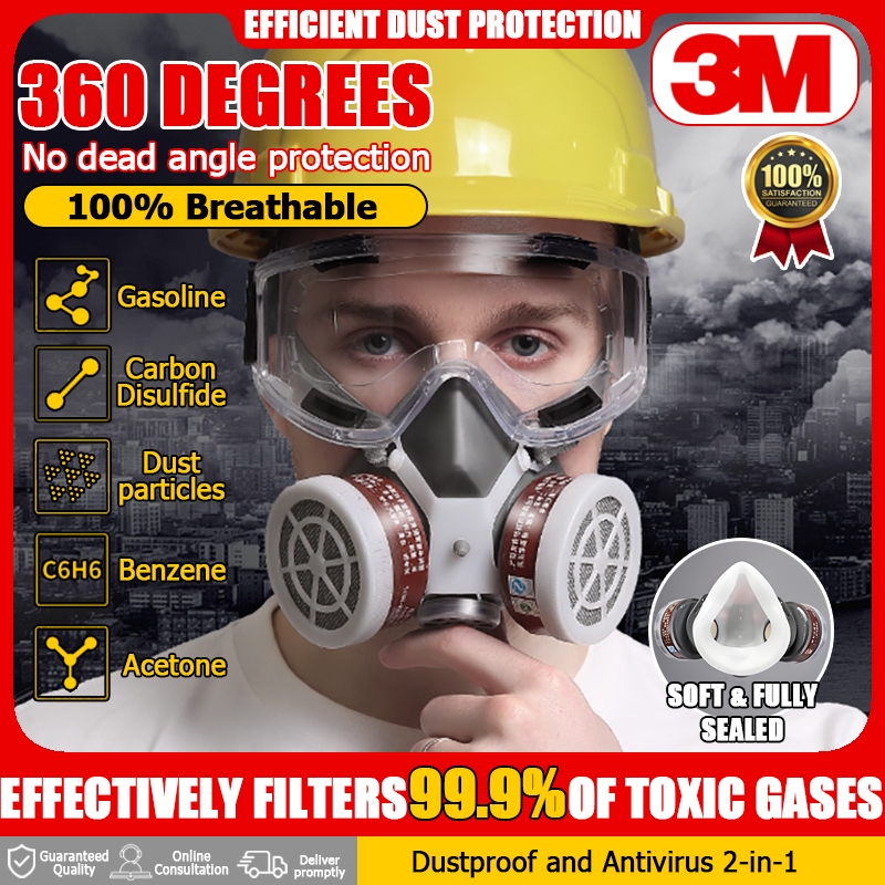 【local stock】360 degrees no dead angle protection 3m mask gas mask ...