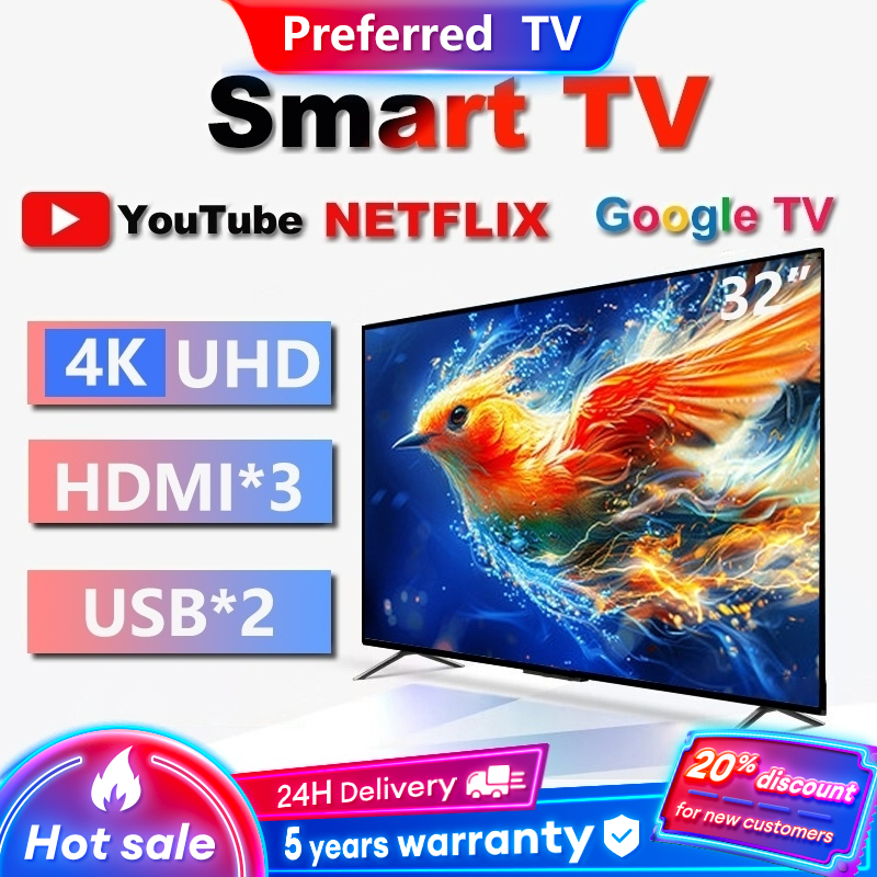 Android TV 32 Inch Smart TV Murah 4K UHD TV Television Built-In WiFi ...