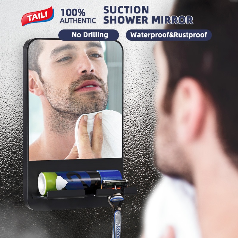 TAILI Shower Mirror Suction Fogless Bathroom Shaving Mirror Wall ...