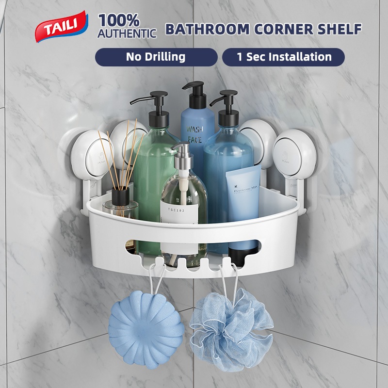 TAILI Upgrade Corner Shower Caddy Suction Cup Heavy Duty Wall Mounted ...