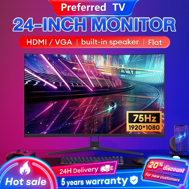 Monitor 24 Inch 75HZ Flat Monitor Frameless Gaming Monitor Murah PC ...