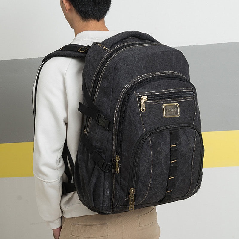 50L Thickened Canvas Backpack Men's Outdoor heavy duty Bagpack travel ...