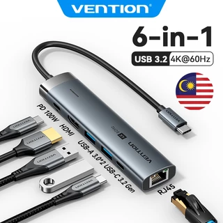 Vention 4K 60Hz USB HUB Type C to HDMI 6 in 1 5 in 1 Multiple usb Port Extension USB C HDMI HUB for Laptop Macbook Lenovo ROG iPhone Portable Mini 5Gbps USB Extender Adapter
