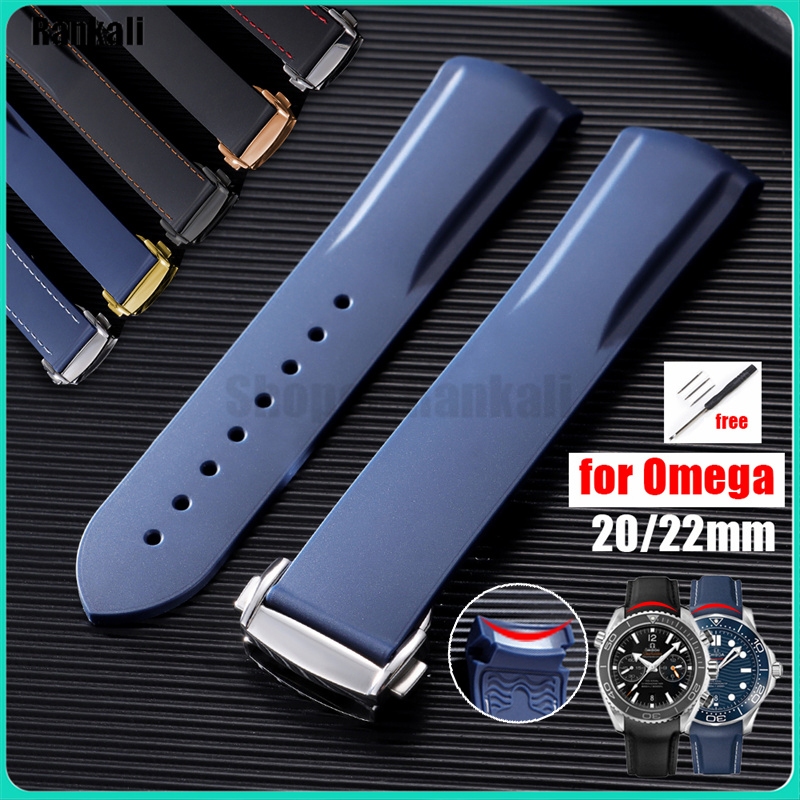 20mm 22mm Curved End Rubber Watch Strap for Omega Seamaster 300 ...