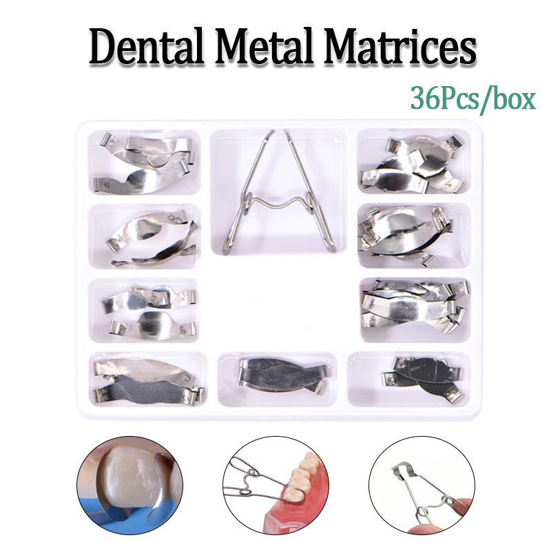 36Pcs/Box Dental Matrix Sectional Contoured Metal Matrices Band with ...