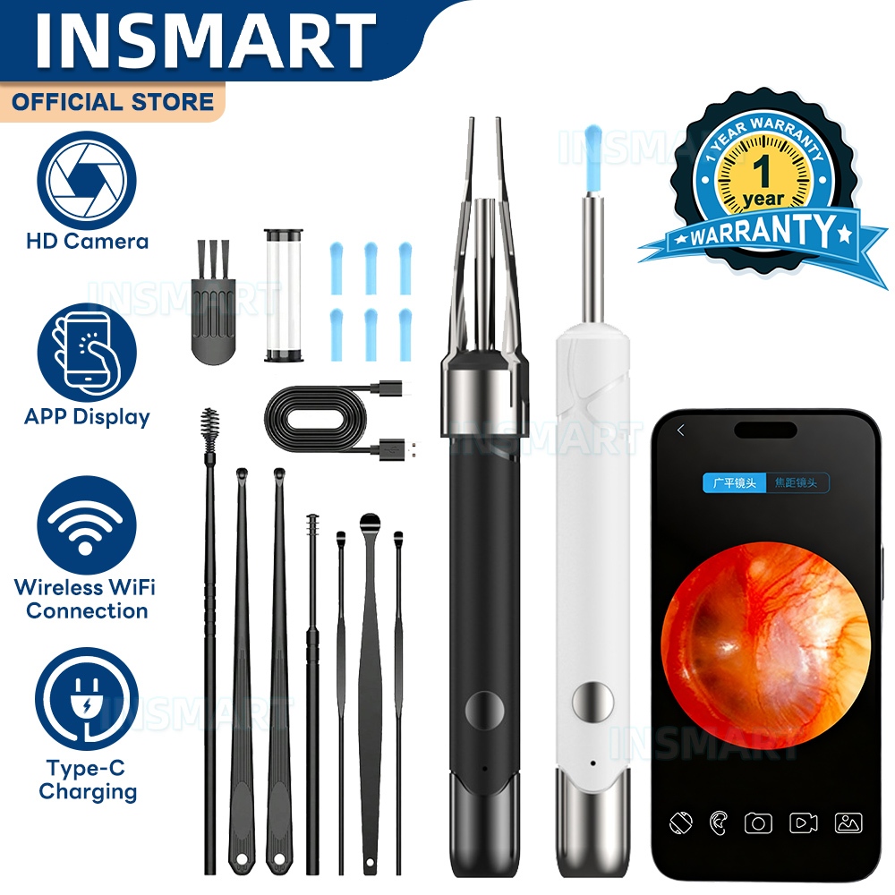INSMART Earwax Remover Wifi Camera Ear Pick Led Light Hd Pixel Ear Pick ...