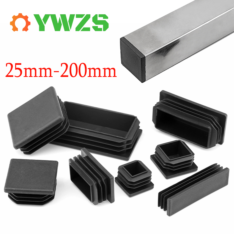 25mm-200mm Black Blanking End Caps Square Plastic PVC Hollow Cover ...