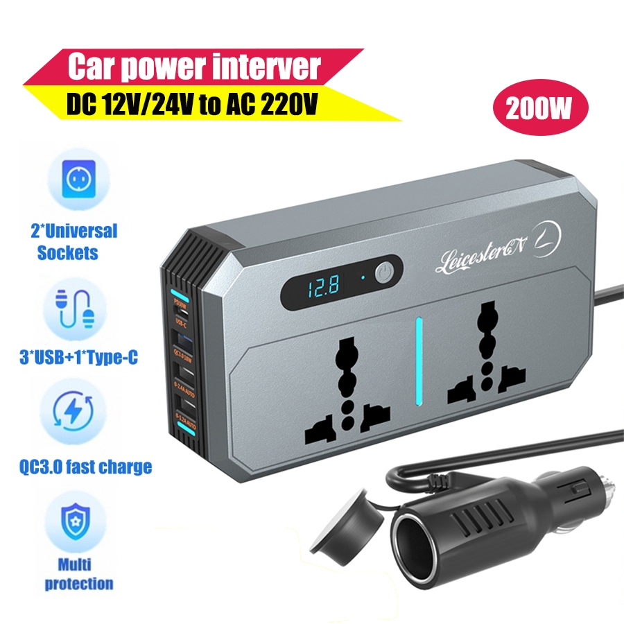 LST 200W Car Inverter DC 12V/24V to AC 220V Power Inverters for ...