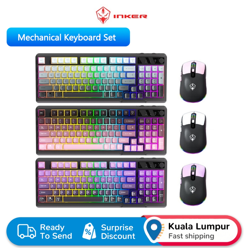 INKER H98 Mechanical Keyboard Set Wired / Wireless Optional Multimedia ...