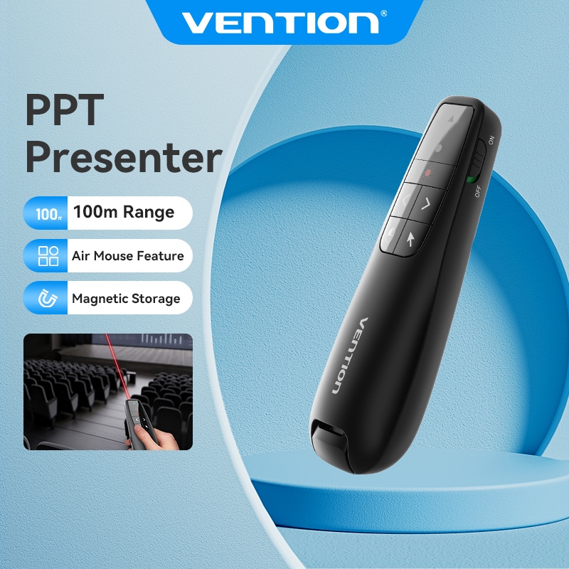 Vention Wireless PPT Presenter Air Mouse Laser Remote Control Pointer ...