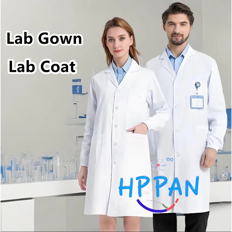 Unisex Long Sleeve White Coat Lab Gown Coat Laboratory Clothing Medical ...