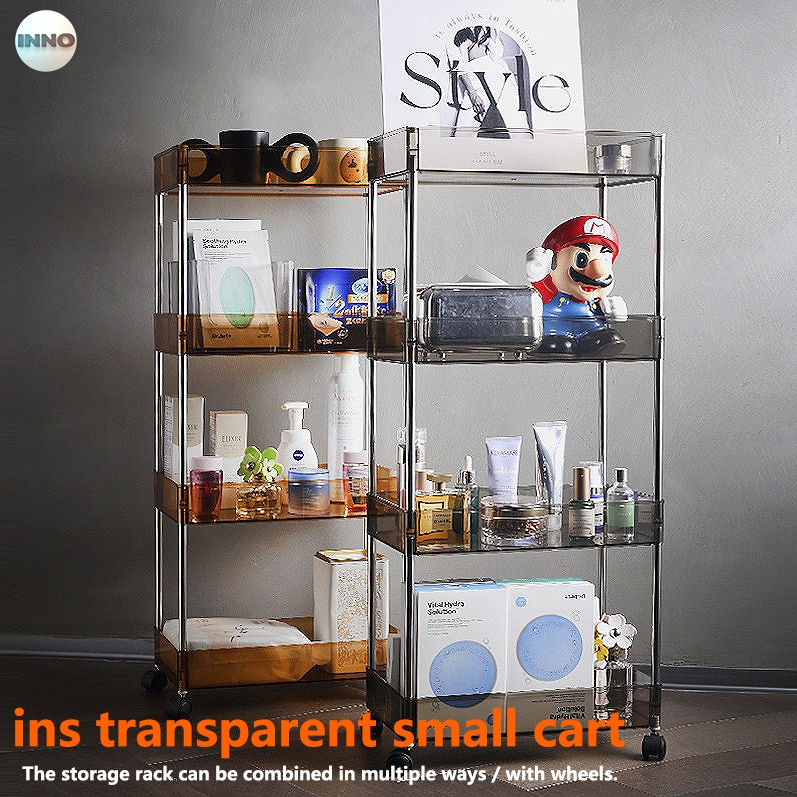 4-layer transparent trolley storage rack with universal wheels ...