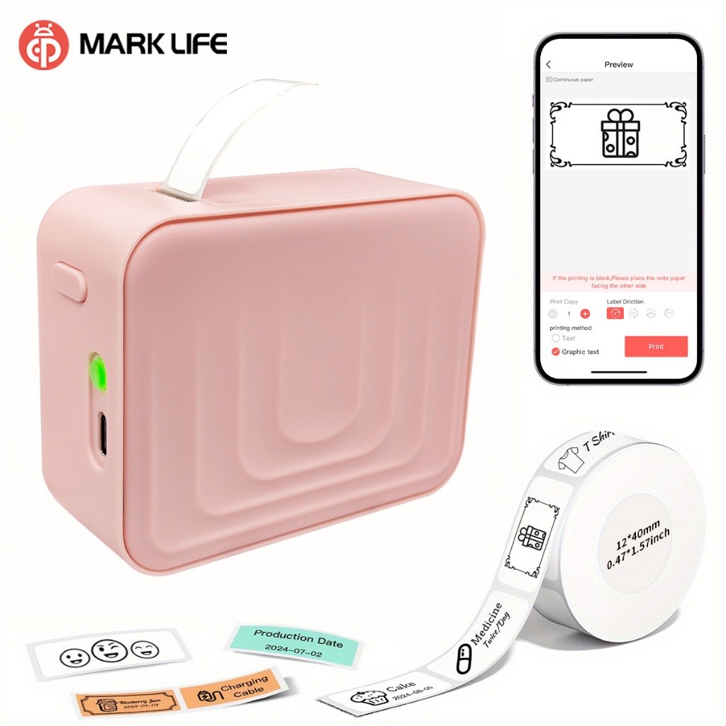 Marklife M1 Label Printer Thermal Label Printer Portable Mini Label ...