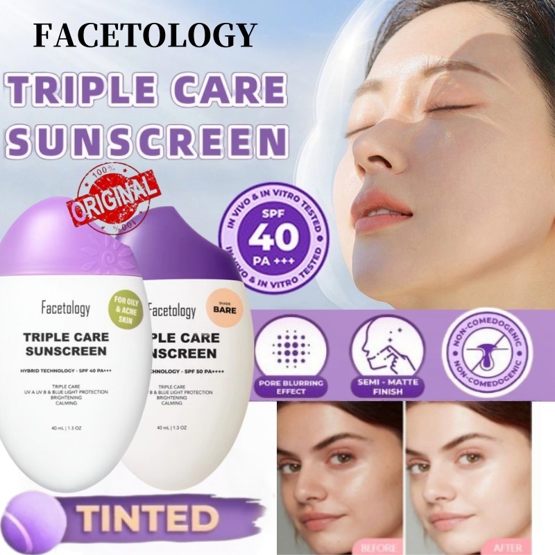 🔥COD ORI🔥Facetology Triple Care Sunscreen Tinted / Tinted Sunscreen SPF ...