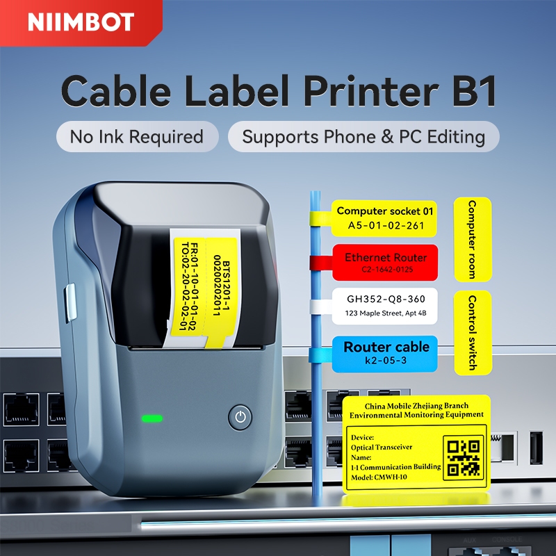 Niimbot B1 label printer, cable label printer, computer room data cable ...