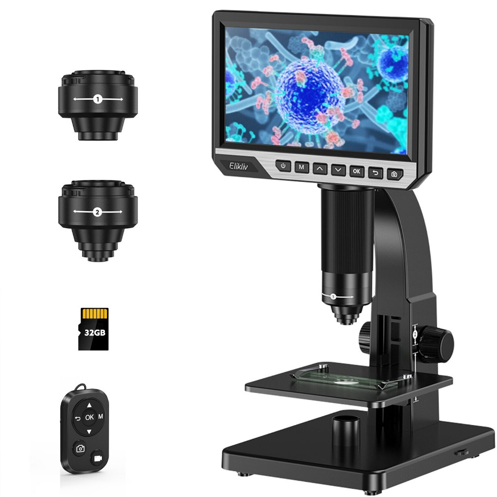 Elikliv Digital Microscope 7INCH LCD 2000X 12MP Industrial USB ...