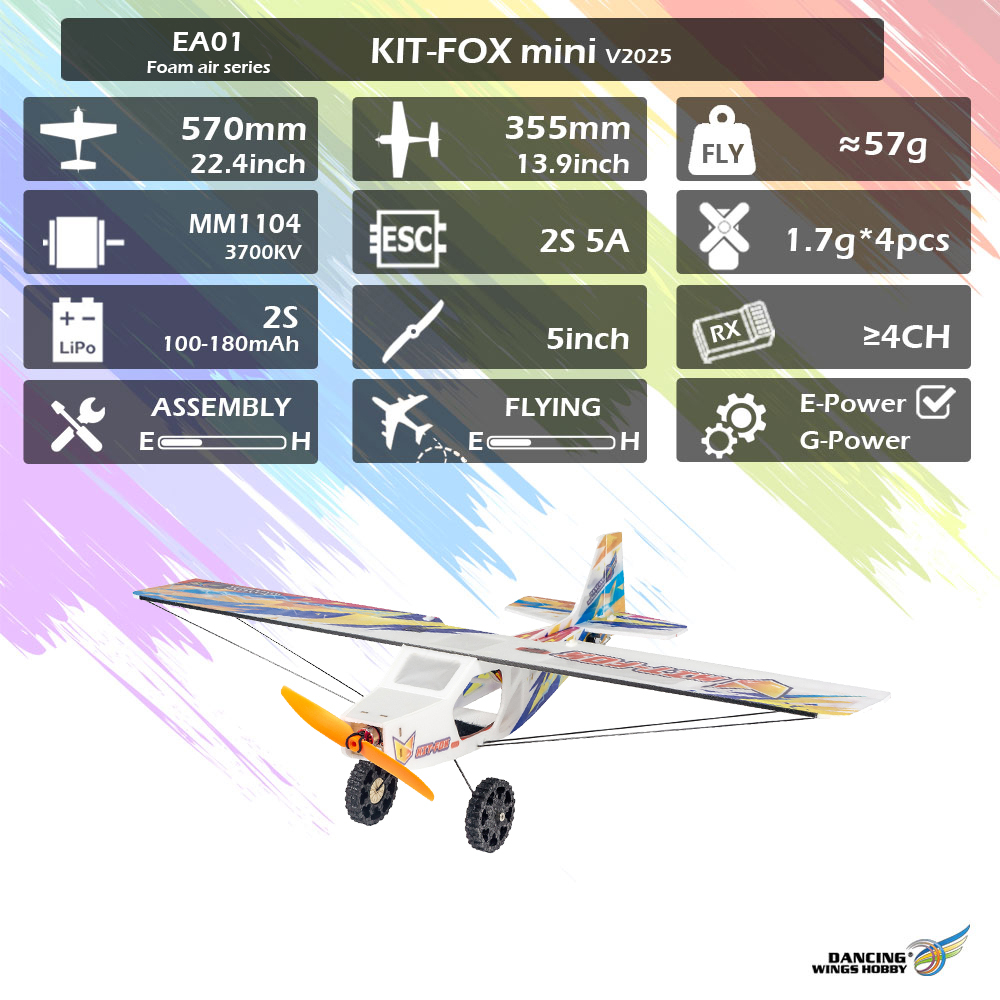 DWHobby New PP foam hollow upper wing airplane EA01 KITFOX-Mini 570mm ...