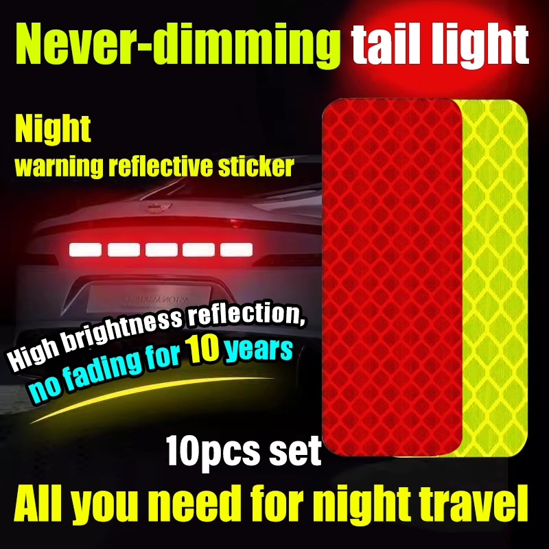 10pcs Pelekat Reflektif Car Bumper car reflective sticker Reflective ...