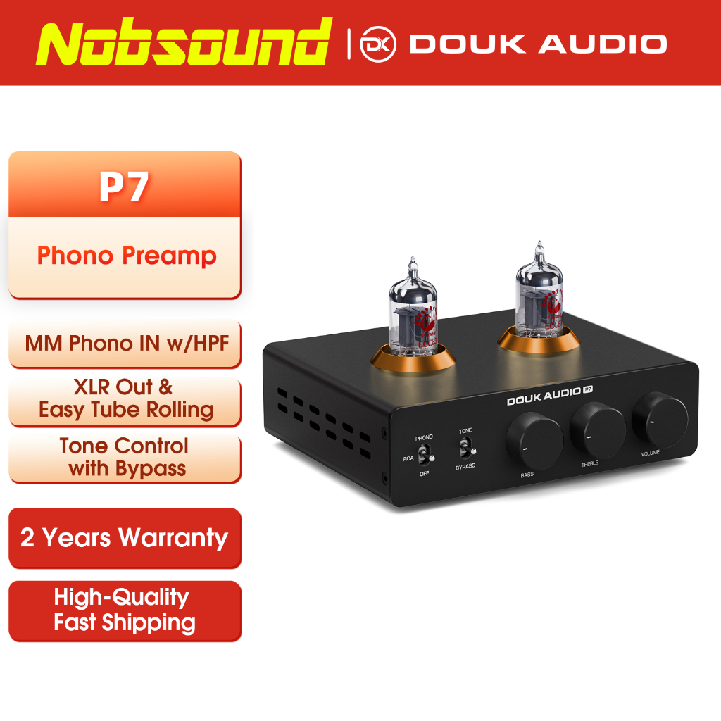 Douk Audio P7 HiFi Phono Stage Tube Preamp Audio Stereo Preamplifier ...
