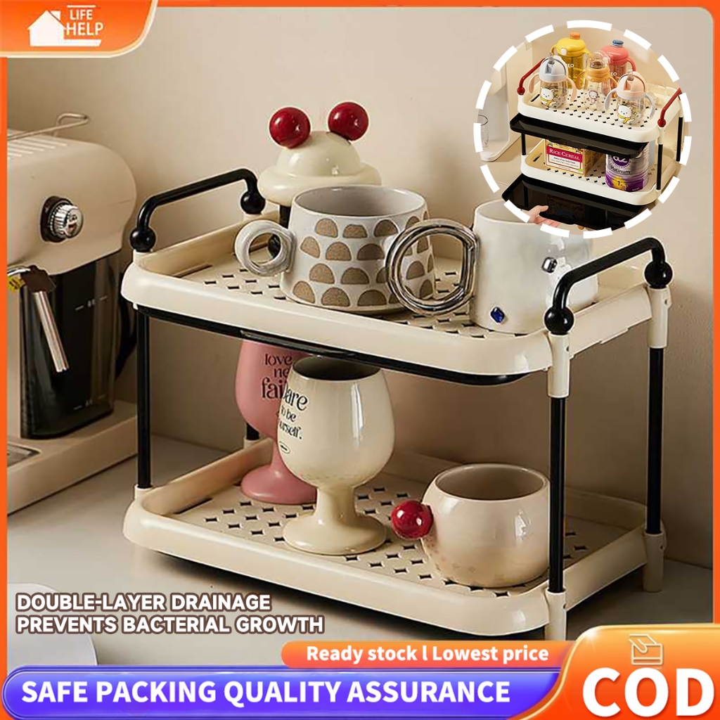 1/2 Layer Desktop Table Storage Rack Water Cup Rack Drain Tray Cup ...