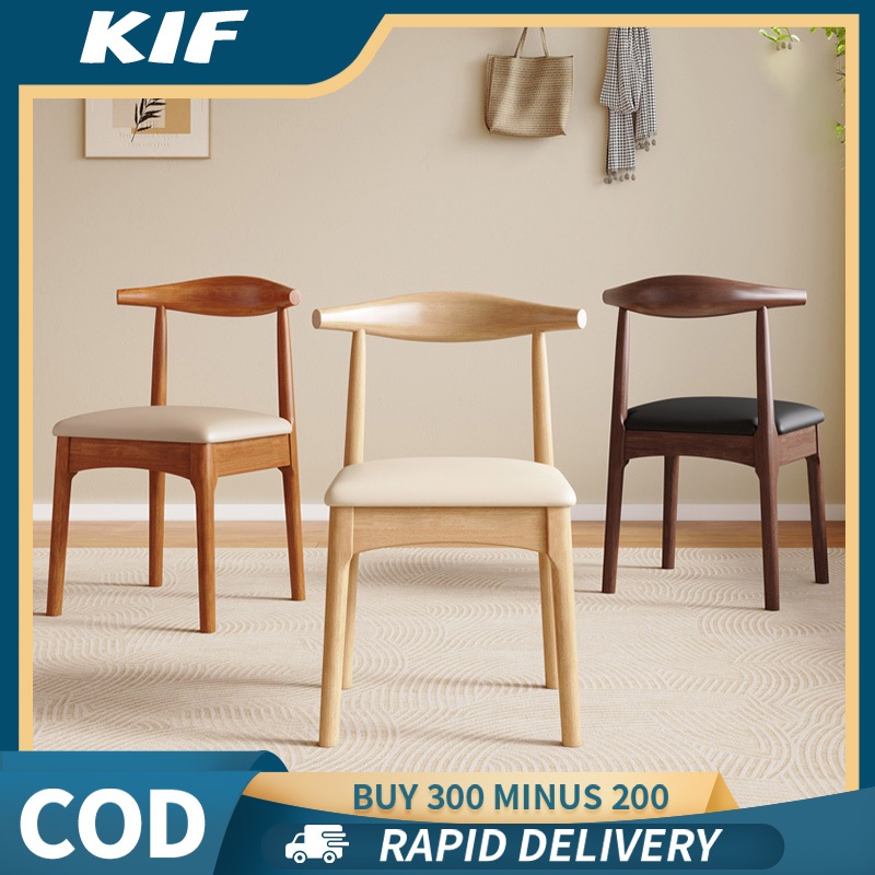 Dining Chair Stool Nordic Horn chair Living Room|With Leather Seat ...