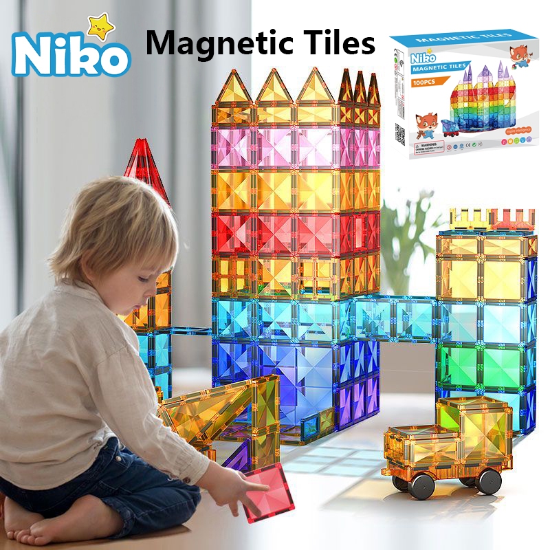 NIKO Magnetic Tiles Building Blocks Toys Colourful STEM 3D Magnetic ...