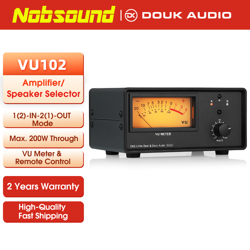Douk Audio VU102 Amplifier Selector 2 Zone Speaker Switcher Box with VU ...