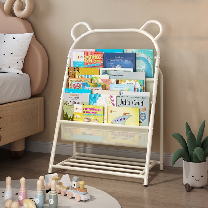 An iron bookshelf, home reading corner storage layout, book storage ...