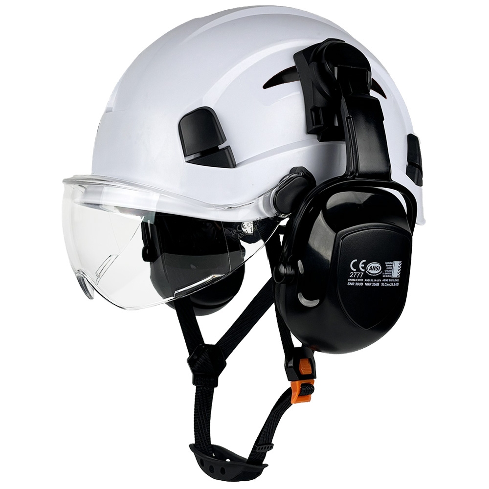 CE Construction Safety Helmet w/ Goggles Earmuffs ABS Hard Hat ...