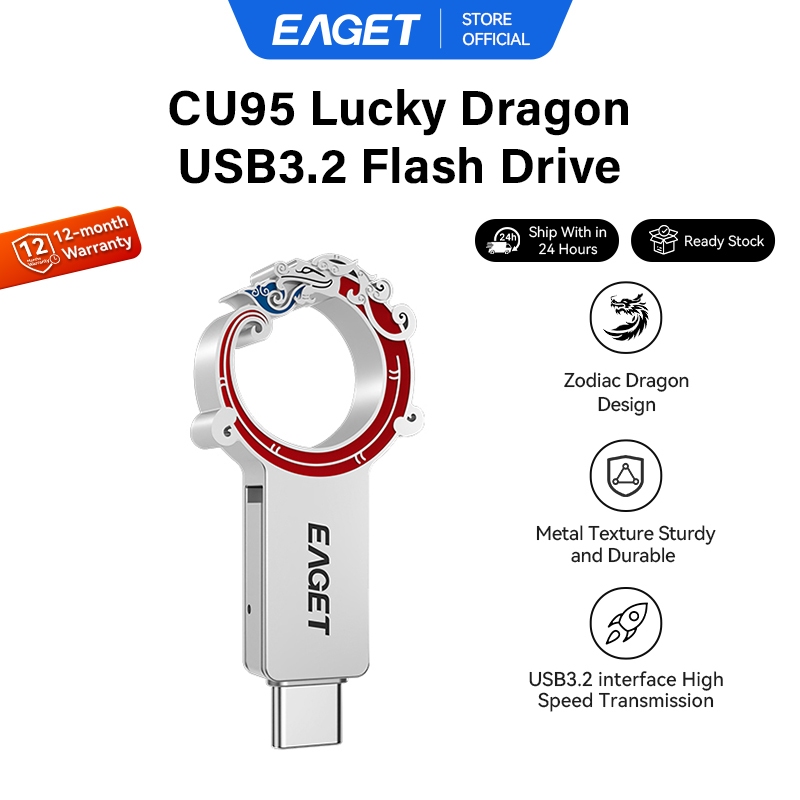 EAGET CU95 Lucky Dragon Type-C To USB 3.2 Dual Interface USB Flash ...