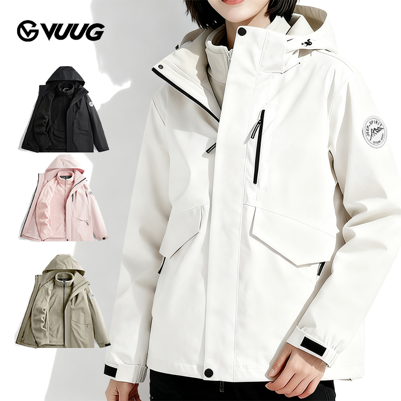 VUUG Women Hooded Jacket - Thickened Winter Coat Hiking - Windproof ...