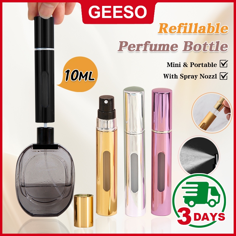 GEESO 10ML Mini Refillable Perfume Bottle Spray Scent Pump Empty ...