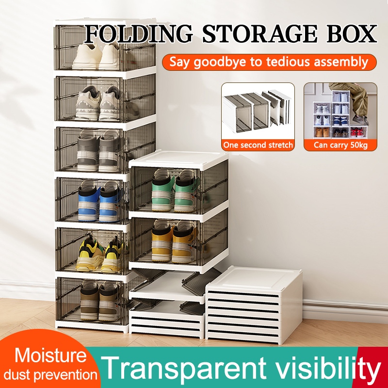 Ventilated & Moisture-Resistant Shoe Box | Foldable, Stackable Design ...