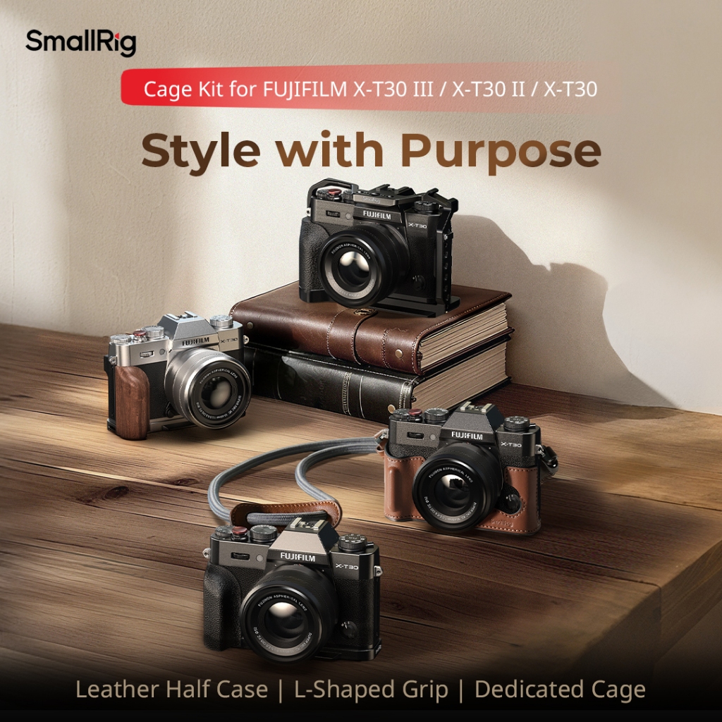 SmallRig Cage/Leather Half Case Kit/L-Shaped Mount Plate with Silicone ...