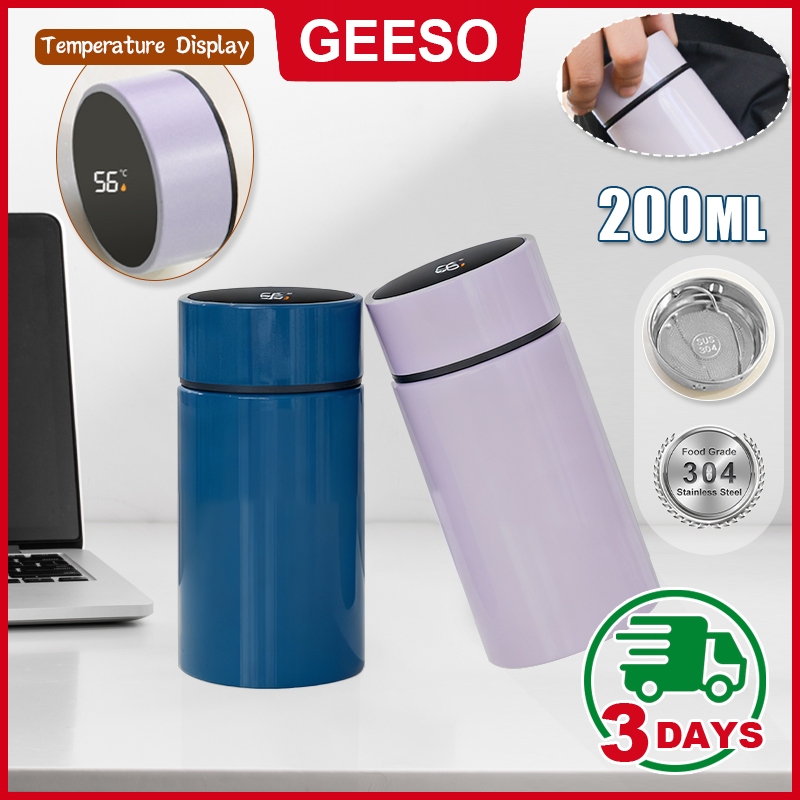 GEESO 200ML Smart Thermos Water Bottle Intelligent Temperature Display ...