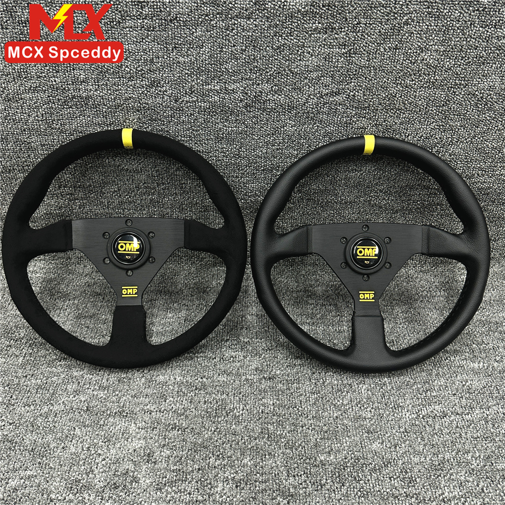 【Ready Stock】OMP Steering Wheel 13inch 320mm Real Leather Suede ...