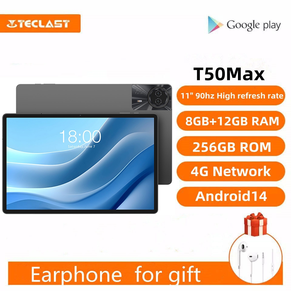 Teclast T50Max Tablet PC Android 14 8GB+12GB RAM 256GB ROM 11 inch(18W ...