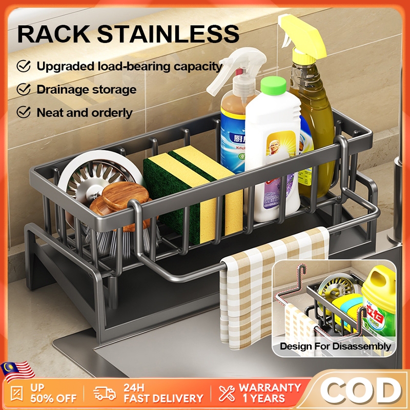 Kitchen sponge storage rack, two-color optional stainless steel kitchen ...