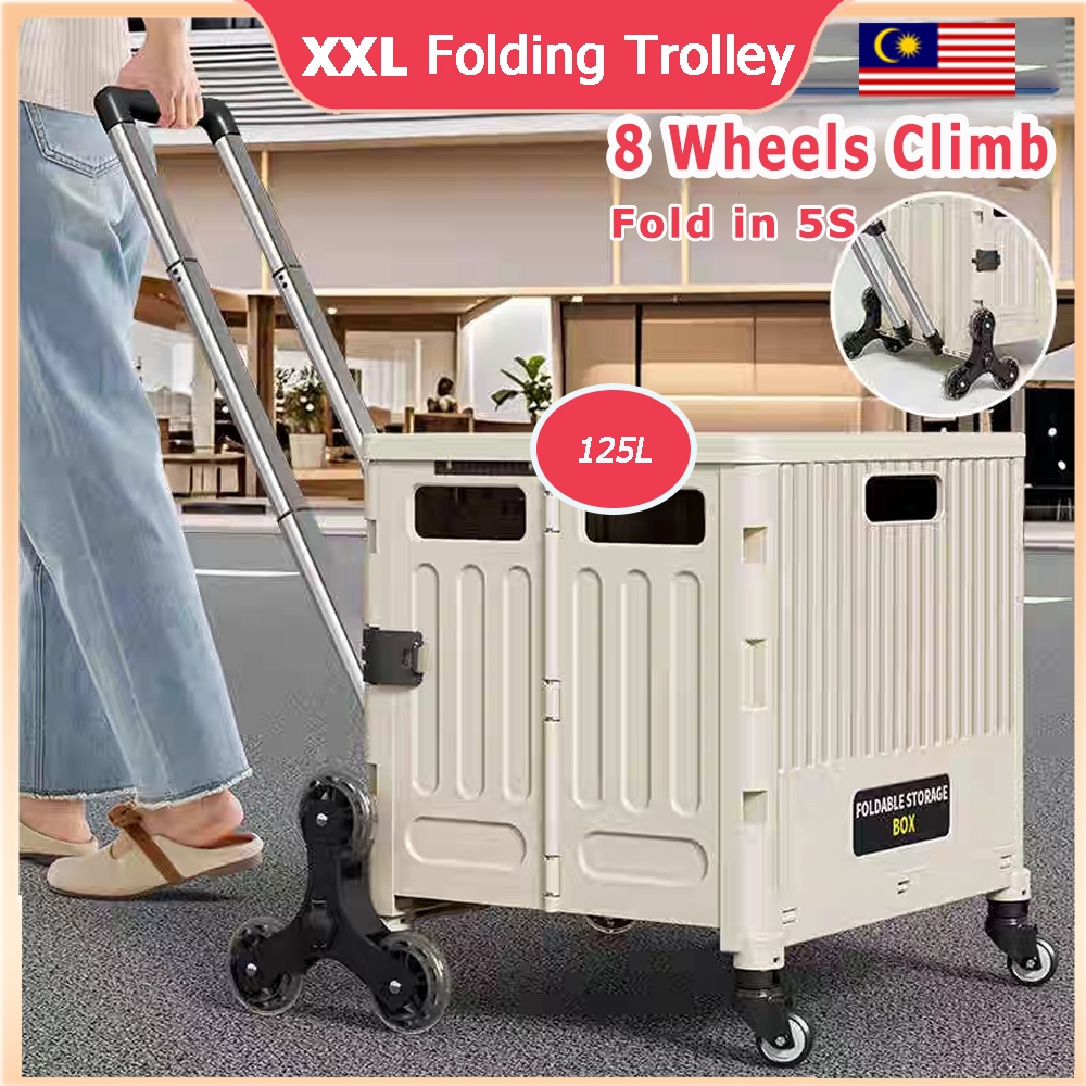 Portable Shopping Trolley Lightweight Foldable Carrier with 8 Rotating ...