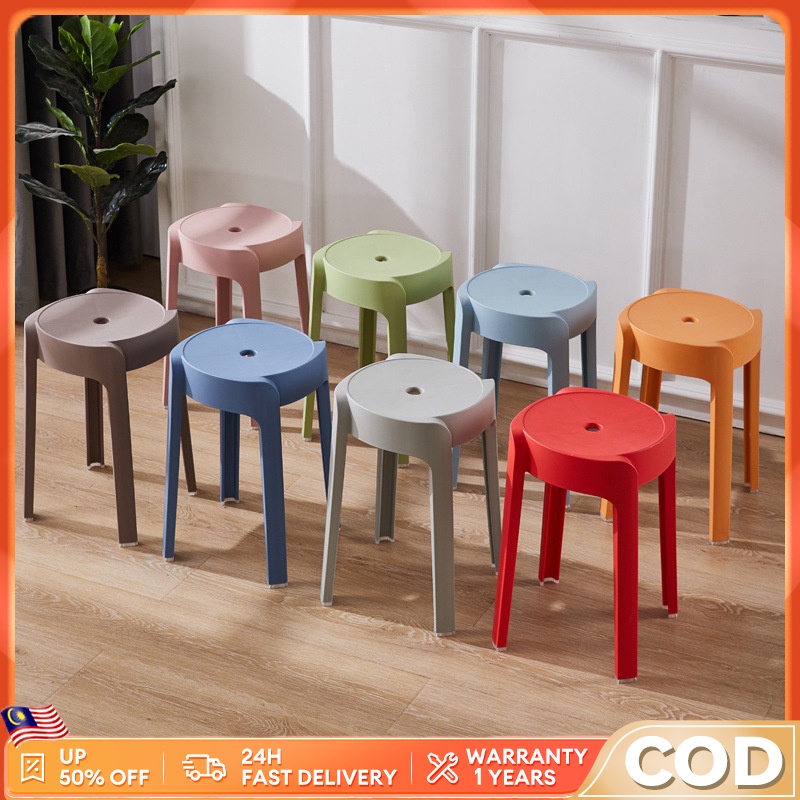 CHIT Nordic Stackable Stool Thickened Plastic Chair Durable Dining ...