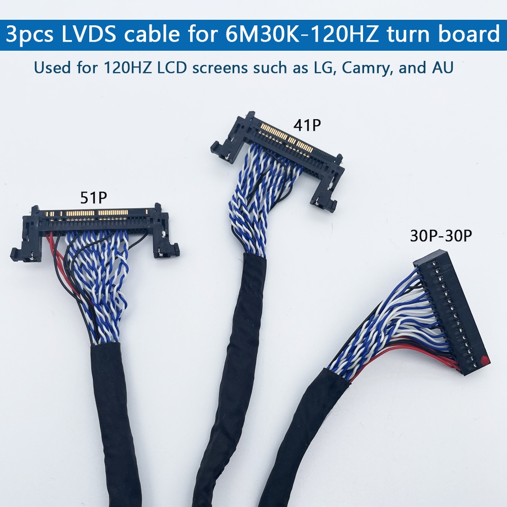 3pcs lvds cable FIRE41P 2ch 10-bit LVDS cable 550cm for 120Hz turn ...