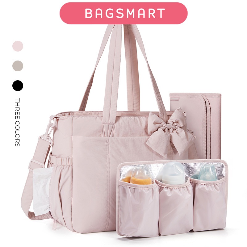 BAGSMART Diaper Tote Bag Mommy Beg Stylish Baby Travel Bag with
