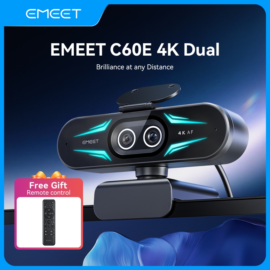 EMEET C60E 4K Webcam Ultra HD RGB Light USB Web Camera With Wireless ...