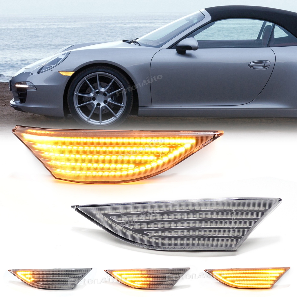 Dynamic/Sequential LED Side Markers For Porsche 718/981/991 – Clear Lens, Amber Light