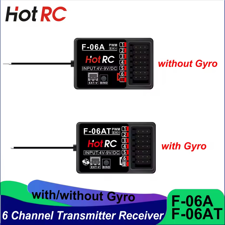 HOTRC 6 Channel F-06A F-06AT 6CH Gyro 2.4Ghz Receiver RC Model Parts ...