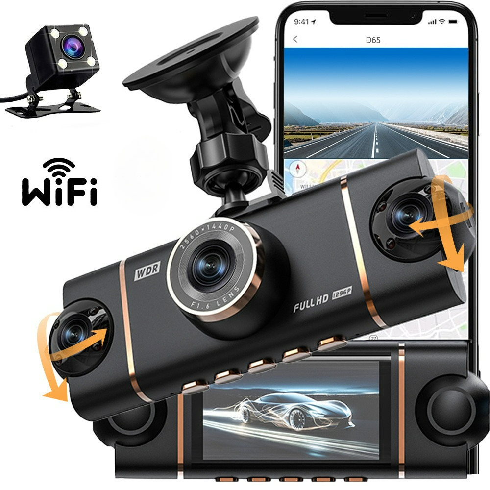 4-Channel 360 Degree Dash Cam For Cars WIFI APP Car DVR 1080P 4 Camera ...