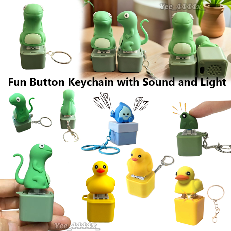 Lizard Clicker Key Cap Fun Lizard Button Keychain with Sound and Light ...