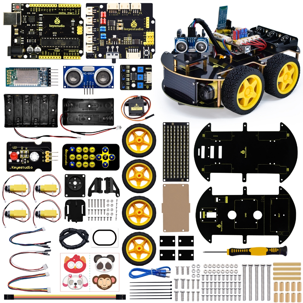 Keyestudio 4WD Multi BT Smart Car for Arduino Kit Robot W/LED Display ...